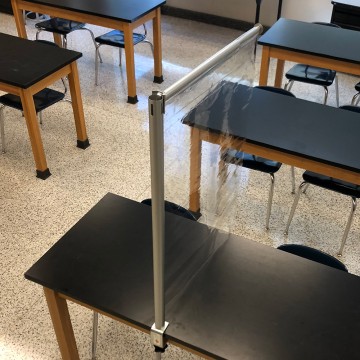 BarriClear™ 1-Way Vinyl School Desk/Table Shield w/ Clamp
