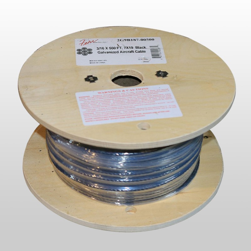 1/8 X 500 FT, 7X19 Black Powder Coated Galvanized Steel Cable