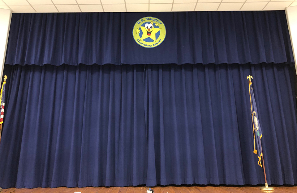 Stage Curtain with Dye Sub Printed Emblem